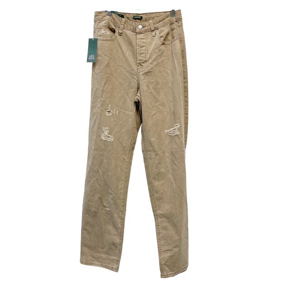 Wild Fable Women's Distressed High Rise Straight Leg Jeans Tan Size 4 - Picture 1 of 4